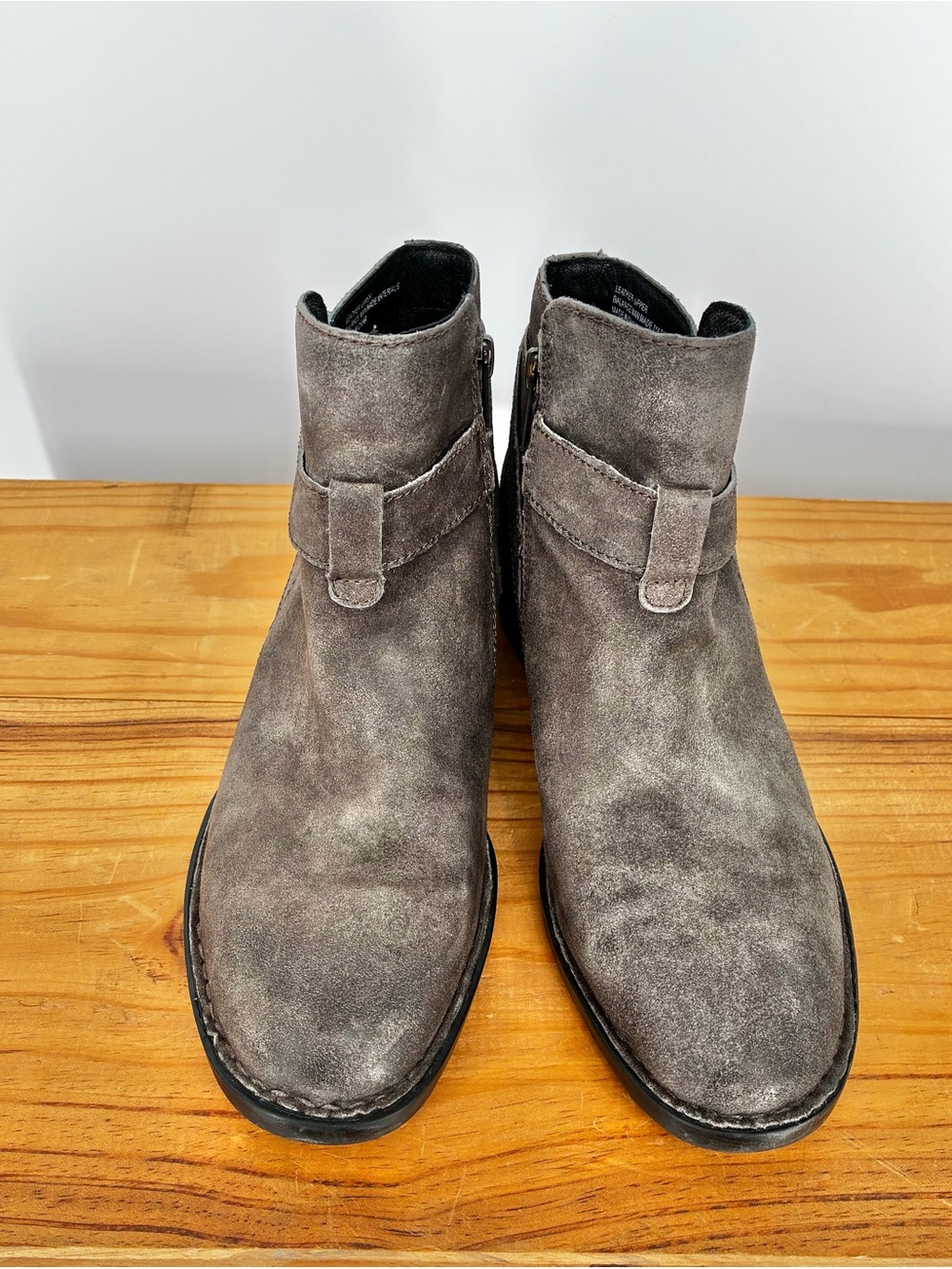 Born Jorgette Gray Nubuck Leather Buckle Ankle Booties Size 7.5 - Picture 6 of 14